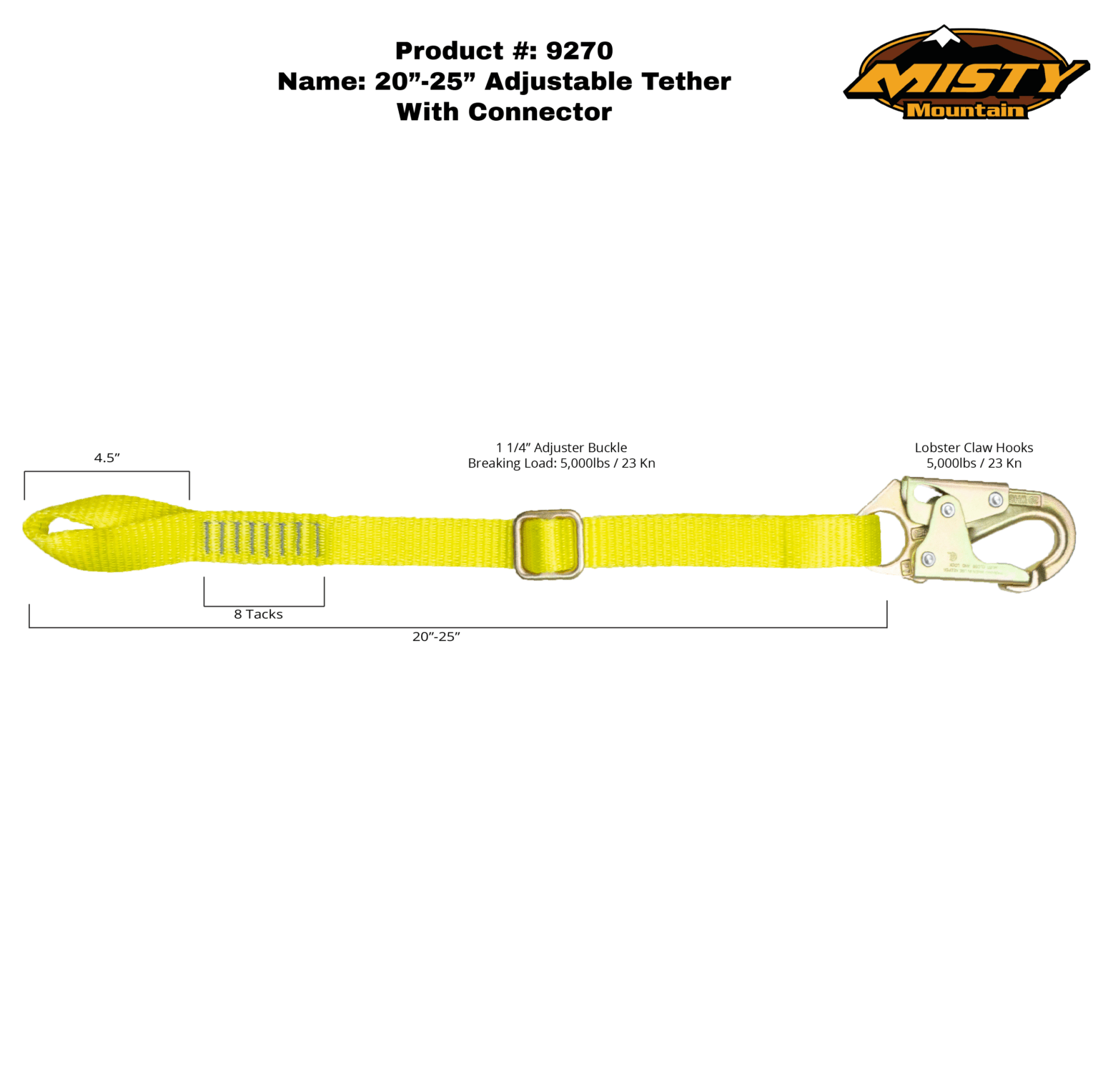 20″ - 25″ Adjustable Tether with Connector - Misty Mountain Threadworks