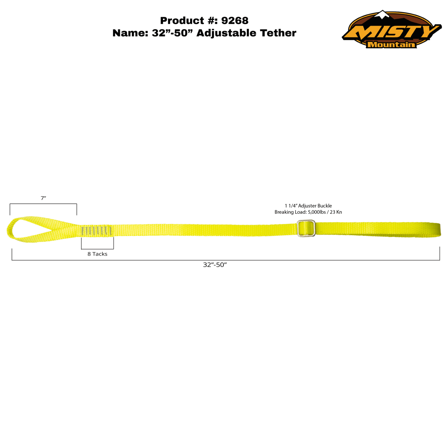 32″ - 50″ Adjustable Tether – No Hardware - Misty Mountain Threadworks